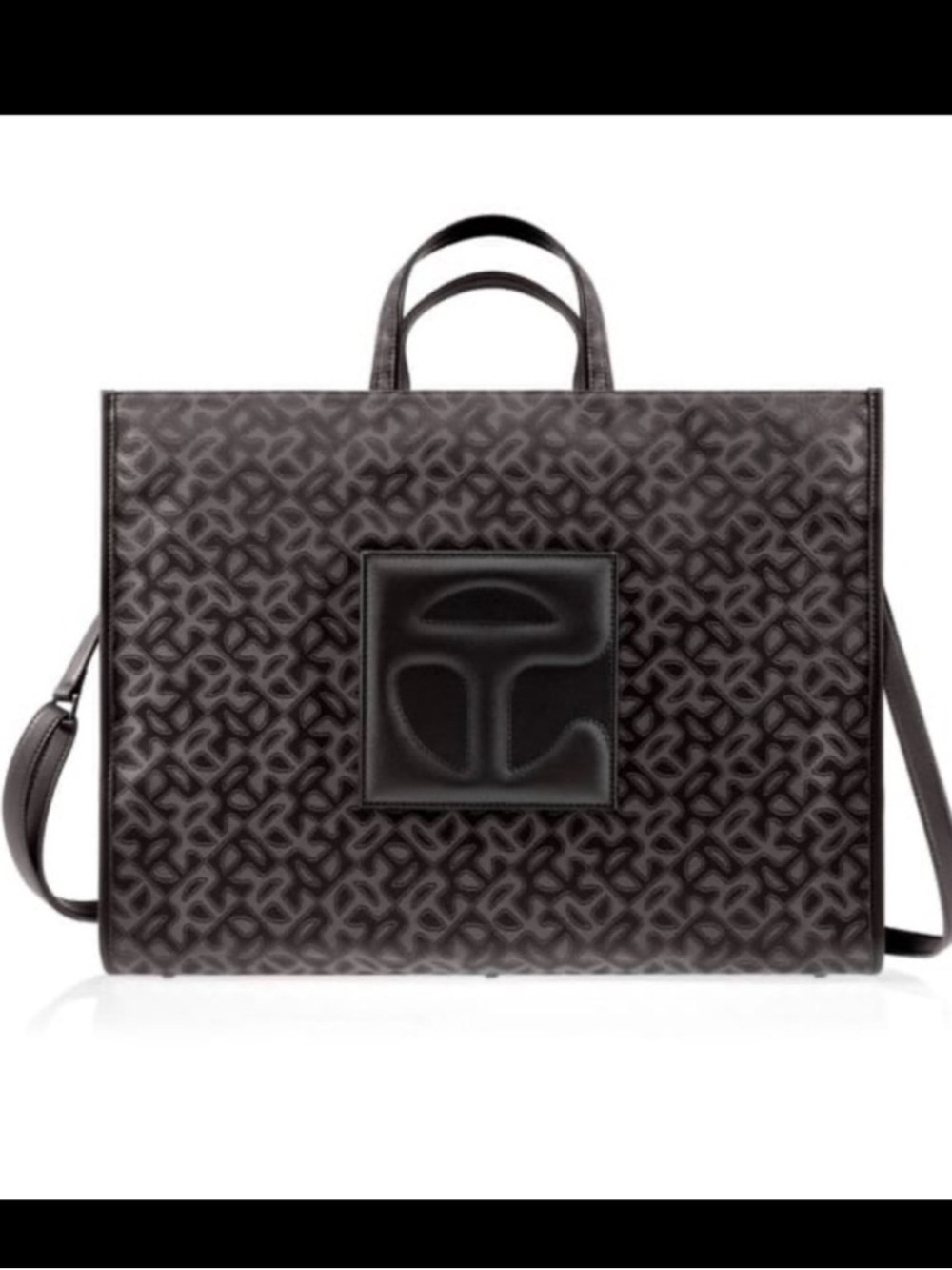 Telfar Black Logo-Patterned Tote Briefcase